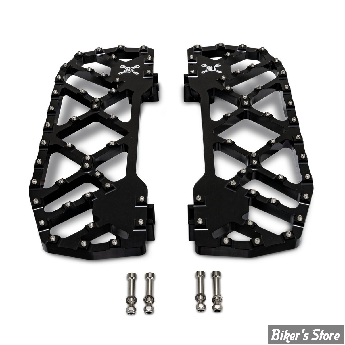 - ECLATE Y - PIECE N° 01 -  KIT PLATEFORMES BURLY - MX EVOLUTION RIDER FLOORBOARDS - POUR CONDUCTEUR FINITION : NOIR - B13-1053B