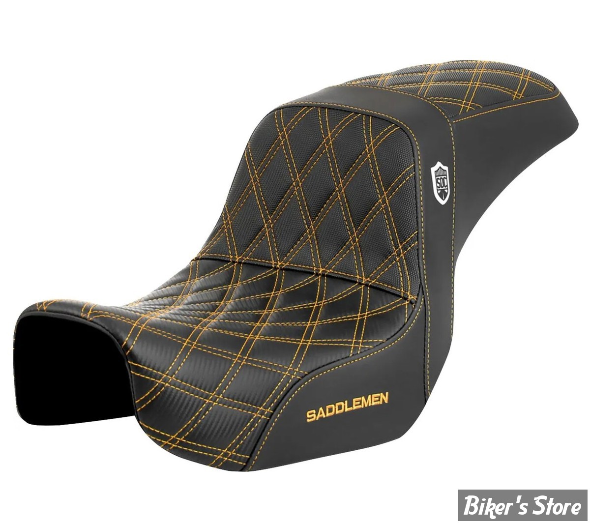 -  SELLE SADDLEMAN - DYNA 06/17 - SEAT PRO SERIE SDC GRIPPER - DOUBLE DIAMOND - NOIR / COUTURES JAUNES - SC80604GOL