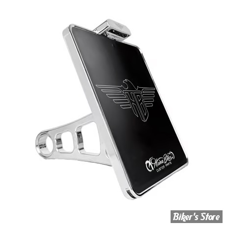 PLAQUE LATERALE - 200 X 220 / ALLEMAGNE - SOFTAIL 08/17 - HEINZ BIKES - SLIP-INN À LED - FORMAT : 220 X 200 MM - CHROME - HBSKZ-FL-DE-C
