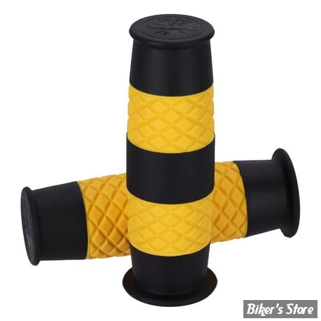 POIGNEES - 13 1/2  - Outlaw grips - CAOUTCHOUC - NOIR/JAUNE
