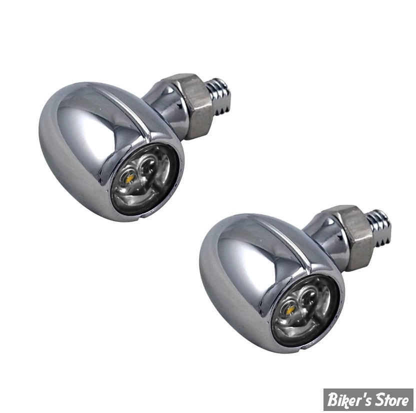 - FEU DE POSITION / FEU STOP / CLIGNO - MCS - Mini Q, 3-1 taillight/turn signal combo - LED - 3 fonctions - ARRIERE - CORPS : CHROME / CABOCHON : FUME - LA PAIRE - ECE