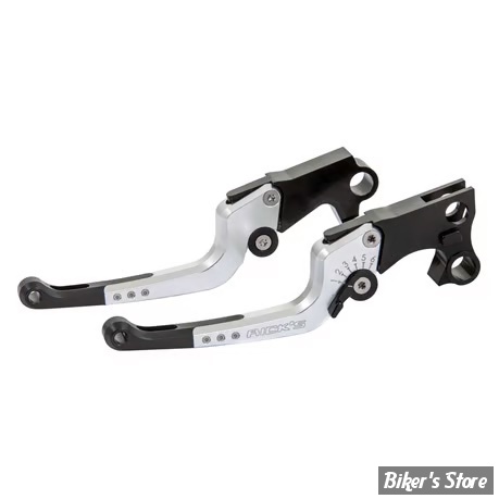 ECLATE L - PIECE N° 06 / 08 - KIT LEVIERS - SOFTAIL 96/14 / DYNA 96UP / TOURING 96/07 / SPORTSTER 96/03 - RICK'S MOTORCYCLES - GOOD GUYS - NOIR / SILVER - 85-1020000-S