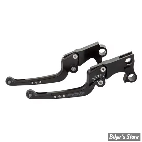 ECLATE L - PIECE N° 06 / 08 - KIT LEVIERS TOURING 08/13 - EMBRAYAGE PAR CABLE - OEM 38843-08 - RICK'S MOTORCYCLES - REGLABLES - GOOD GUYS - NOIR - 85-3010008-B