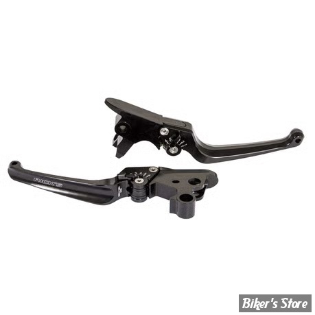 ECLATE L - PIECE N° 06 / 08 - KIT LEVIERS SPORTSTER 07/13 & 1200XR 08/12 - OEM 42806-04 / 45356-07 - RICK'S MOTORCYCLES - CLASSIC - REGLABLES - NOIR - 87-2010004-B