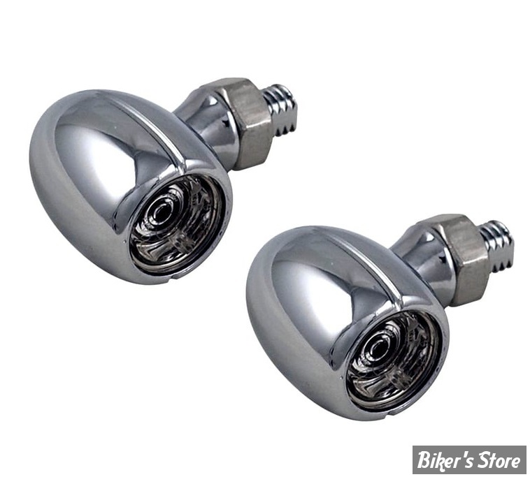  - CLIGNOTANT A LEDS  - MCS - Mini Q, turn signal set - CHROME - CABOCHON :  FUME - LA PAIRE - ECE