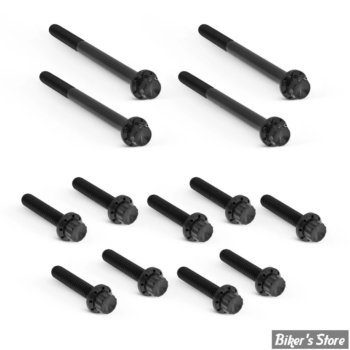 ECLATE I - PIECE N° 03 / 17 - KIT VISSERIE DE CARTER PRIMAIRE EXTERNE - SOFTAIL 18UP - ARLEN NESS - 12 POINTS - TITANIUM - NOIR - 300-930