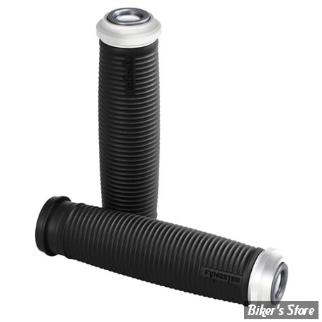POIGNEES FANGSTER - Fangster handlebar grip set - TBW TIRAGE ELECTRONIQUE - NOIR / CHROME SMOKY