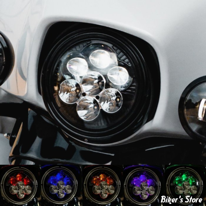 7" - OPTIQUE CUSTOM DYNAMICS  - TOURING 2014UP - Shark Demon 7" LED headlamp with backlight - NOIR - SD2-7-14-ECE