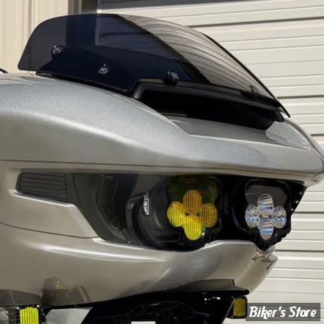OPTIQUE DE PHARE LED - TOURING FLTR 2023UP - Shark Demon LED headlamp kit - ECLAIRAGE : BLANC / JAUNE - CORPS : NOIR - SD2-23-RG-YW