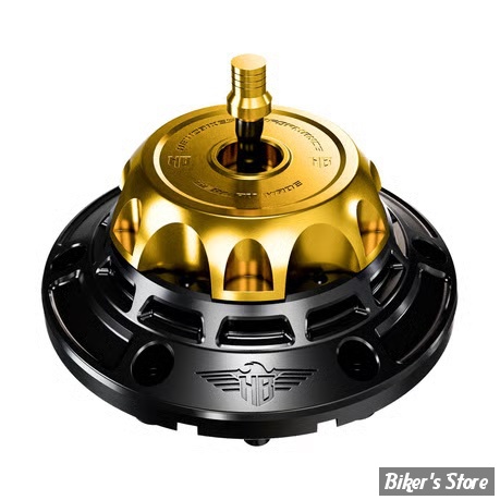 BOUCHON - TOURING 2024UP - OEM 61001120 - HEINZ BIKES - HeinzBikes Performance vented gas cap set - BASE : NOIR / BOUCHON : DORÉ - HB-PVGC-T24-BG
