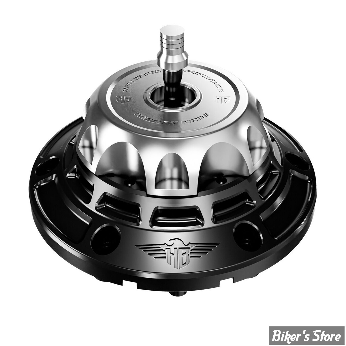 BOUCHON - TOURING 2024UP - OEM 61001120 - HEINZ BIKES - HeinzBikes Performance vented gas cap set - BASE : NOIR / BOUCHON : ARGENT - HB-PVGC-T24-BS