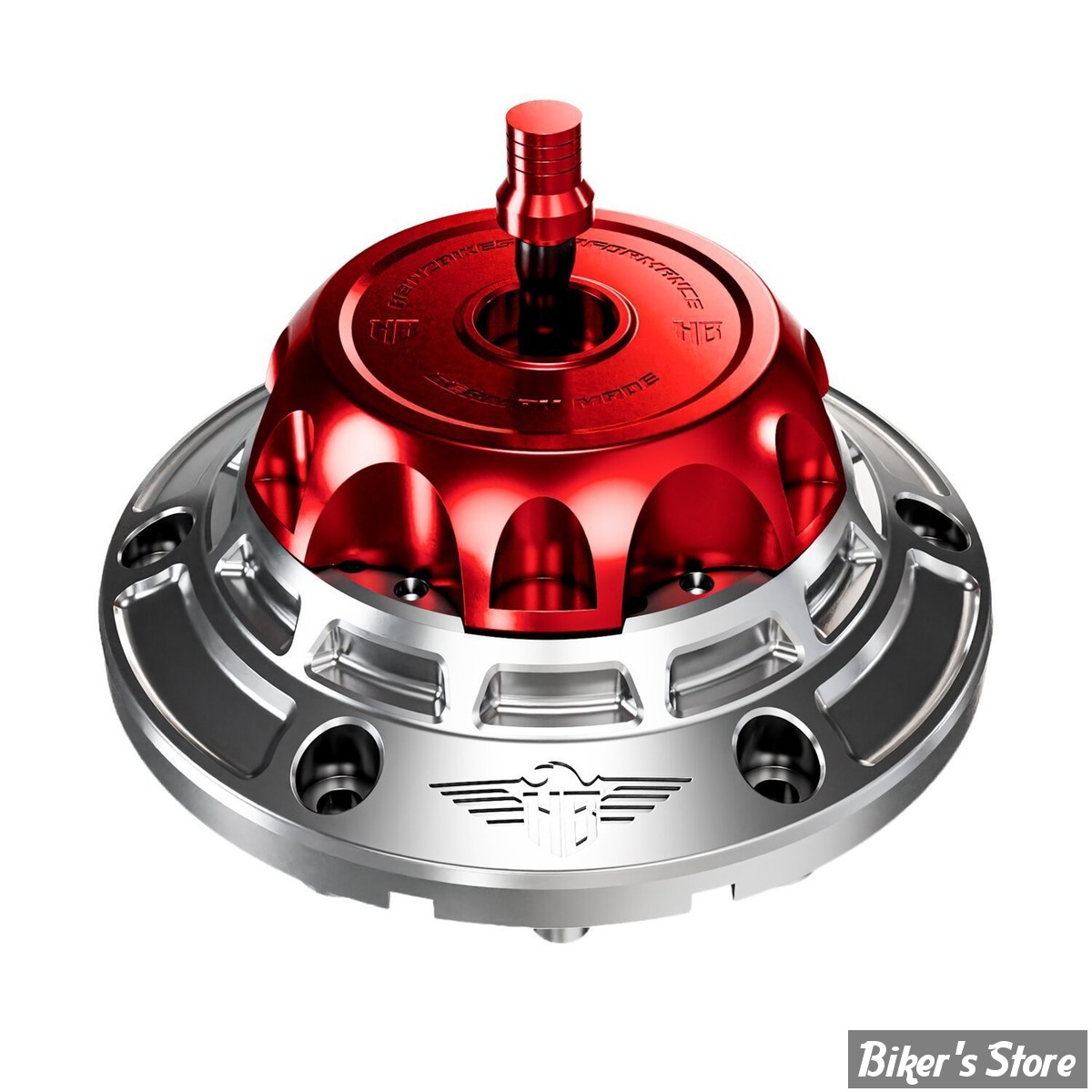 BOUCHON - TOURING 2024UP - OEM 61001120 - HEINZ BIKES - HeinzBikes Performance vented gas cap set - BASE : ARGENT / BOUCHON : ROUGE - HB-PVGC-T25-BR
