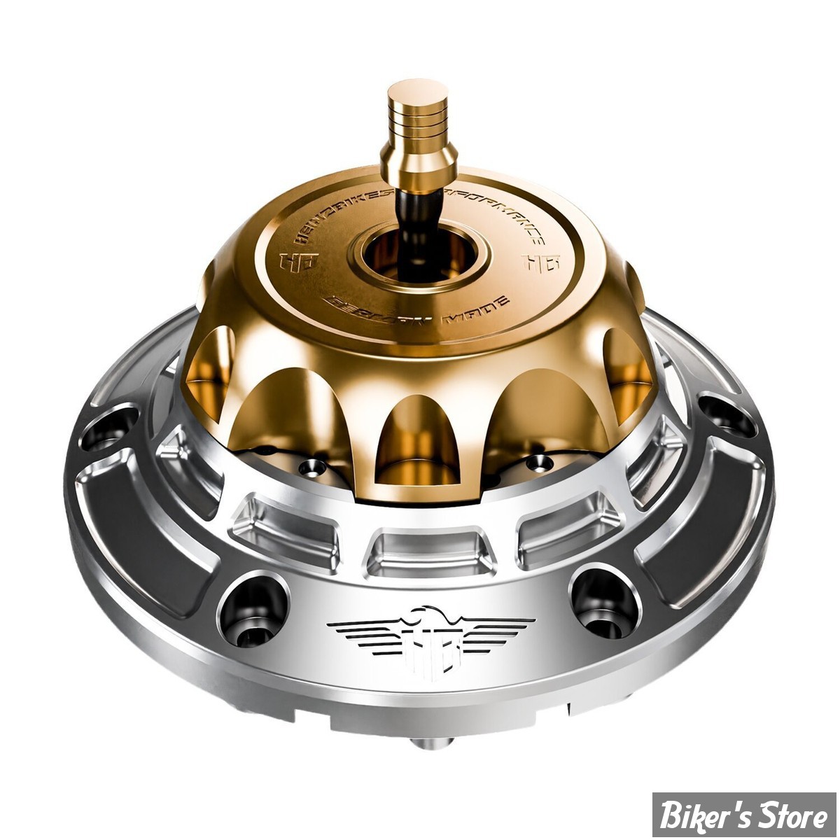 BOUCHON - TOURING 2024UP - OEM 61001120 - HEINZ BIKES - HeinzBikes Performance vented gas cap set - BASE : ARGENT / BOUCHON : BRONZE - HB-PVGC-T25-BBRO