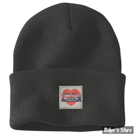 BONNET - CARHARTT - KNIT HEART PATCH BEANIE - NOIR