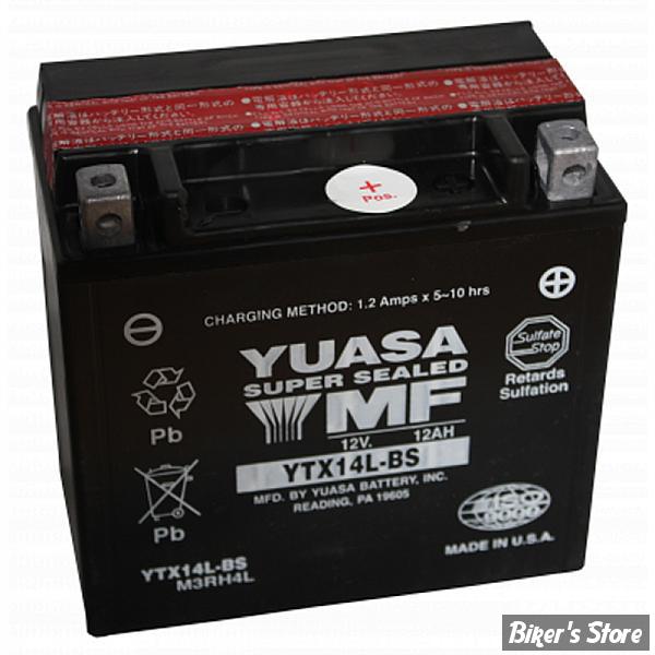 Batterie moto Yuasa YTX14L-BS Etanche 12V / 12Ah