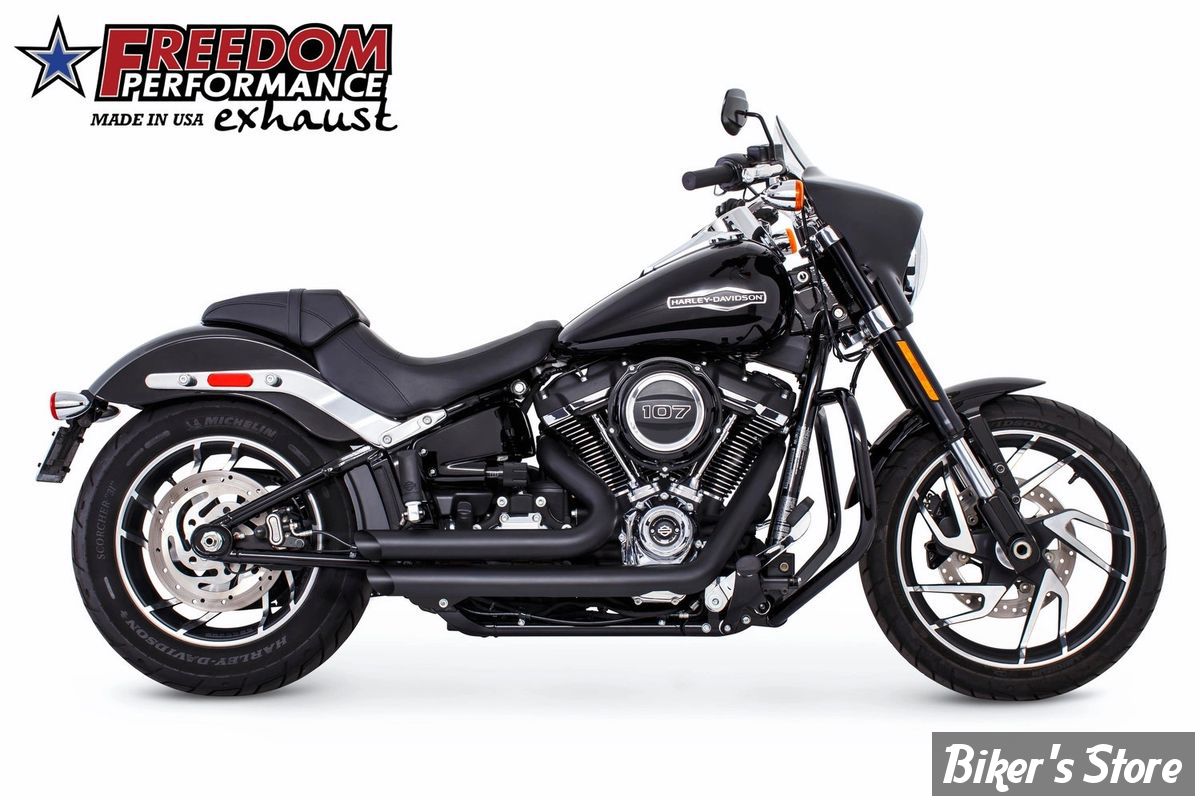 - ECHAPPEMENT - FREEDOM PERFORMANCE - SOFTAIL M8 -  INDEPENDENCE STAGGERED DUALS - NOIR / EMBOUTS  : NOIR  - HD00750