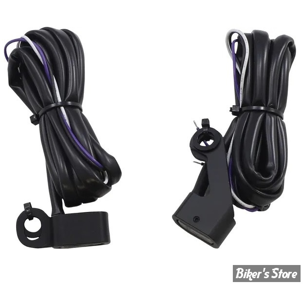 2 - CLIGNOS DRAG SPECIALTIES - LED Handlebar Marker Lights - TOURING 09/16 / SOFTAIL 15/23 - CORPS : NOIR / CABOCHON : FUME - L22-0232DMBME