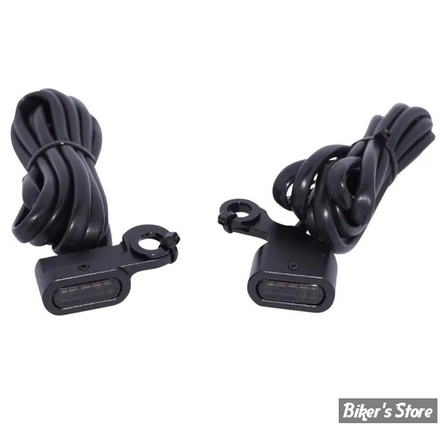 2 - CLIGNOS DRAG SPECIALTIES - LED Handlebar Marker Lights - SOFTAIL 00/14 / DYNA 99/17 / SPORTSTER 96/03 - CORPS : NOIR / CABOCHON : FUME - L22-0230DMBME