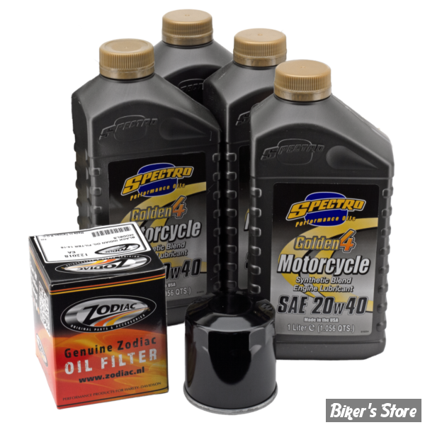KIT DE VIDANGE - MOTEUR - HUILE SYNTHÉTIQUE - HUILE SPECTRO GOLDEN 4 / 20W40 - FILTRE A HUILE : NOIR