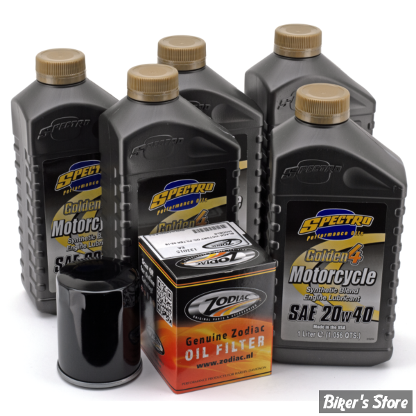 KIT DE VIDANGE - MOTEUR - HUILE SYNTHÉTIQUE - HUILE SPECTRO GOLDEN 4 / 20W40 - FILTRE A HUILE : NOIR