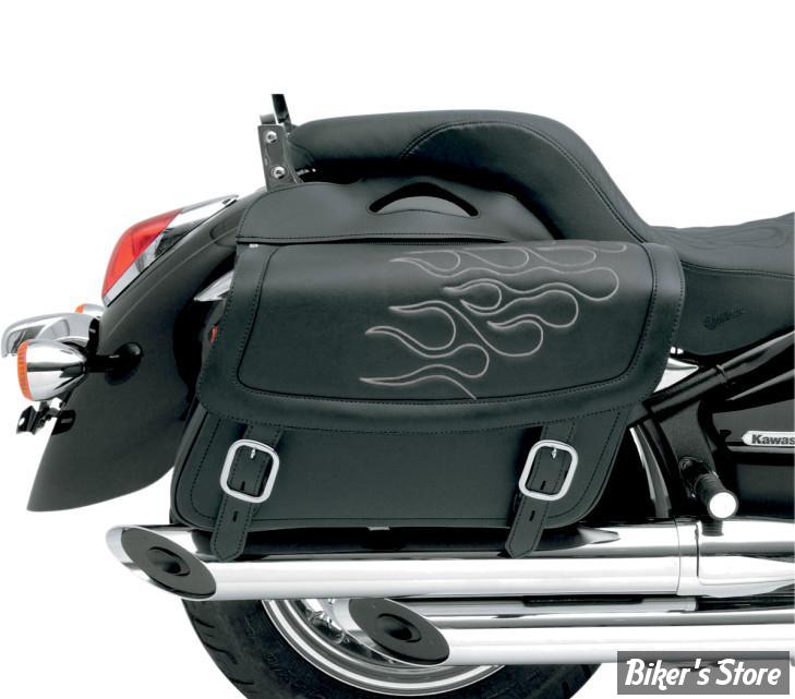 SACOCHES CAVALIERE - SADDLEMEN - HIGHWAYMAN TATTOO SADDLEBAGS - TAILLE : MEDIUM - COULEUR FLAMMES : ARGENT