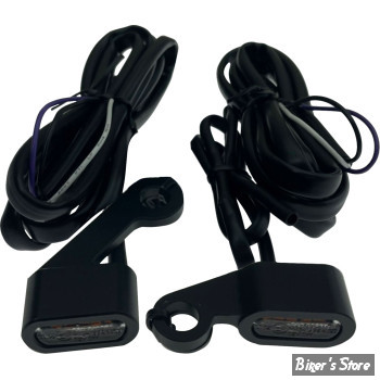 2 - CLIGNOS DRAG SPECIALTIES - LED Handlebar Marker Lights - SPORTSTER 04/13 - CORPS : NOIR / CABOCHON : TRANSPARENT - L22-0236DMBE