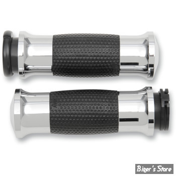 POIGNEES AVON -  Air Gel handlebar grip set - NOIR / CORPS : CHROME - 956027 / GEL-70-CH