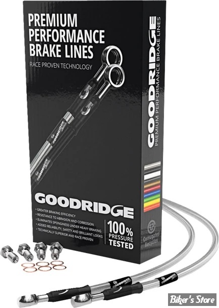 - DURITE DE FREIN ARRIÈRE - V-ROD 01/17 - LONGUEUR : +000 - OEM 41967-07B / 40953-01 / 40953-01 / GOODRIDGE - INOX - HD1130-2RC-CL