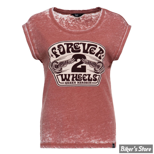 TEE-SHIRT - QUEEN KEROSIN - FOREVER 2 WHEELS - ORANGE - TAILLE L