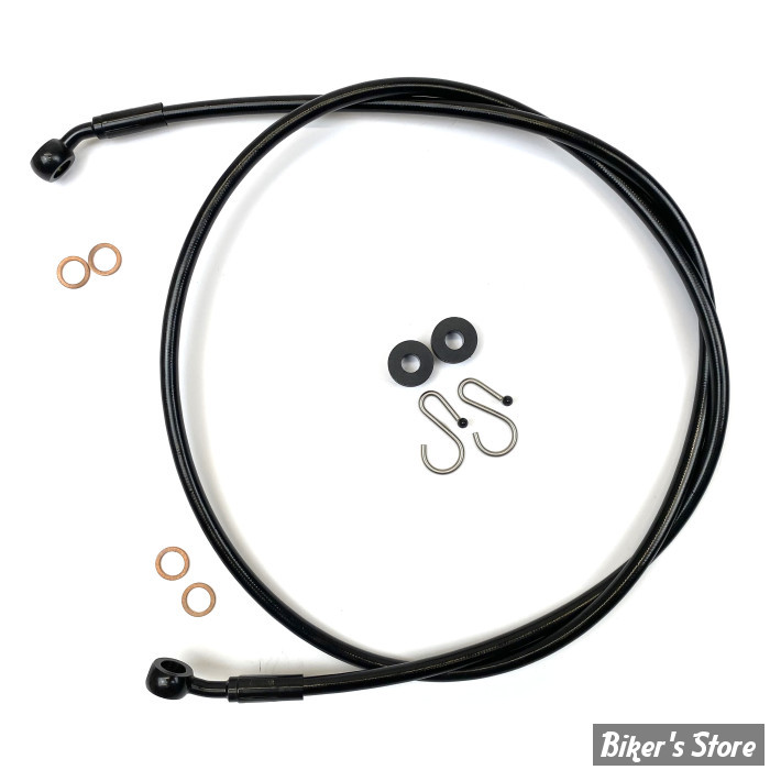 DURITE DE FREIN AVANT (PARTIE HAUTE) - LONGUEUR : 109.20 cm / 43" / +4" - OEM 1912581 / 1912666 - SCOUT 15UP - MAGNUM - XR STAINLESS DOT BRAKE LINE - Noir Black Pearl - SBB0603-43