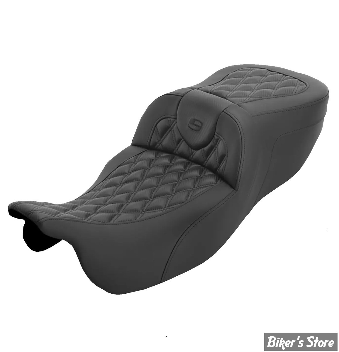 SELLE SADDLEMEN - ROADSOFA™ - LATTICE STITCH - CARBON FIBER - FLTRT 23/25 / FLRT 15/25 - EXTENDED REACH - FINITION : NOIR / COUTURES NOIRES - 815-07-20700