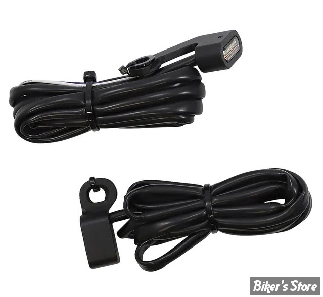 2 - CLIGNOS DRAG SPECIALTIES - LED Handlebar Marker Lights - TOURING 09/16 / SOFTAIL 15/23 - CORPS : NOIR / CABOCHON : TRANSPARENT - L22-0232DMBE