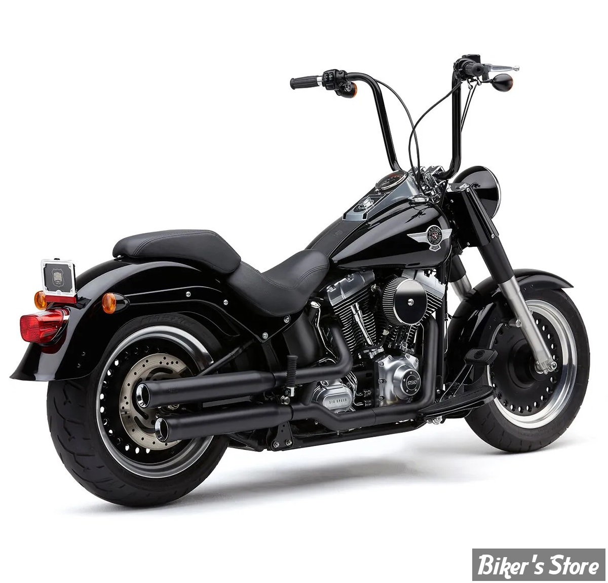 SILENCIEUX COBRA - FAT BOY FLSTF/B 07/16 / DEUCE FXSTD 2007  - Neighbor Hater slip-on mufflers 3" - NOIR - 6041B