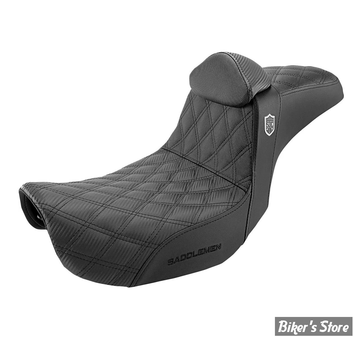 -  SELLE SADDLEMAN - DYNA 06/17 - SEAT PRO SERIE SDC GRIPPER - AVEC DOSSIER PILOTE - DOUBLE DIAMOND - NOIR  / COUTURES NOIRES - SC80604DB0