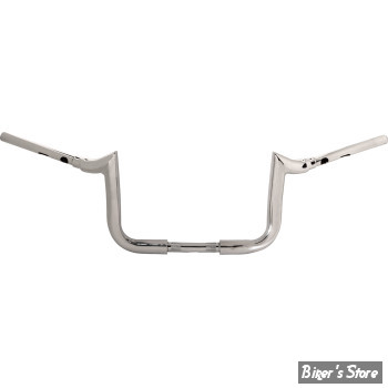 GUIDON 32mm SUR RISERS 25.40MM - HAUTEUR : 25.40CM / 10" - LA CHOPPERS - Grande Prime Ape Hanger - 38MM / 1"1/2 - FLHX 23UP - CHROME - LA-7376-10