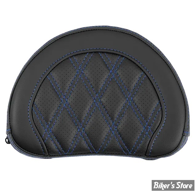 - DOSSIER DE SISSY BAR - LARGEUR : 10" x HAUTEUR : 8" - SADDLEMAN - LATTICE STITCH - NOIR / COUTURES: BLEU - 051318401