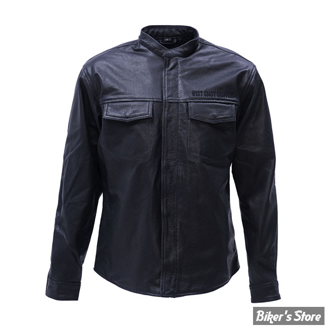 VESTE - WCC - OG PERFORATED LEATHER - RIDING SHIRT - NOIR - TAILLE S