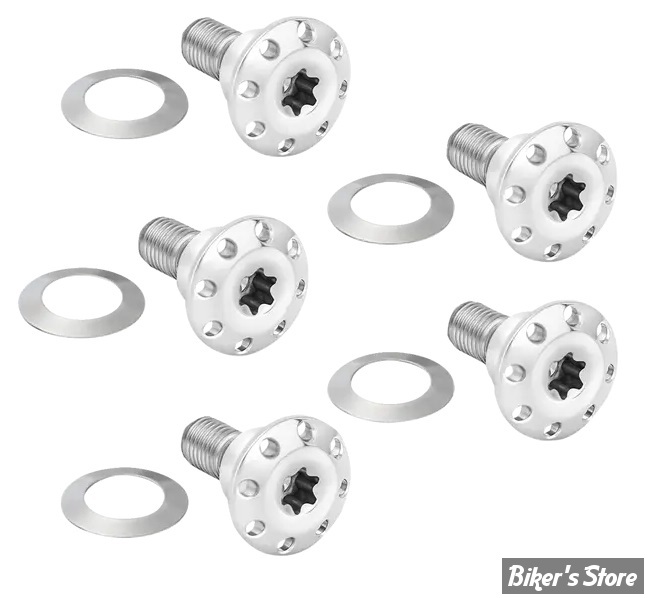 ECLATE DF - PIECE N° 02A - KIT VISSERIE DE DISQUE AVANT (JANTE A BATONS) - OEM 3762M - TITANIUM FLOATING ROTOR HARDWARE - ARLEN NESS - HOLESHOT POLISH - 300-920