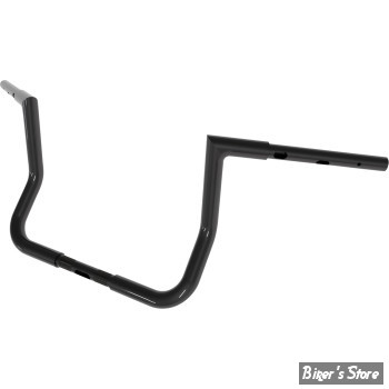 GUIDON 32mm SUR RISERS 25.40MM - HAUTEUR : 25.40CM / 10" - MAGNUM - Crusader Square Top Handlebar - 32MM / 1 1/4" - FLHX 23UP - NOIR BRILLANT - 4HB-2810