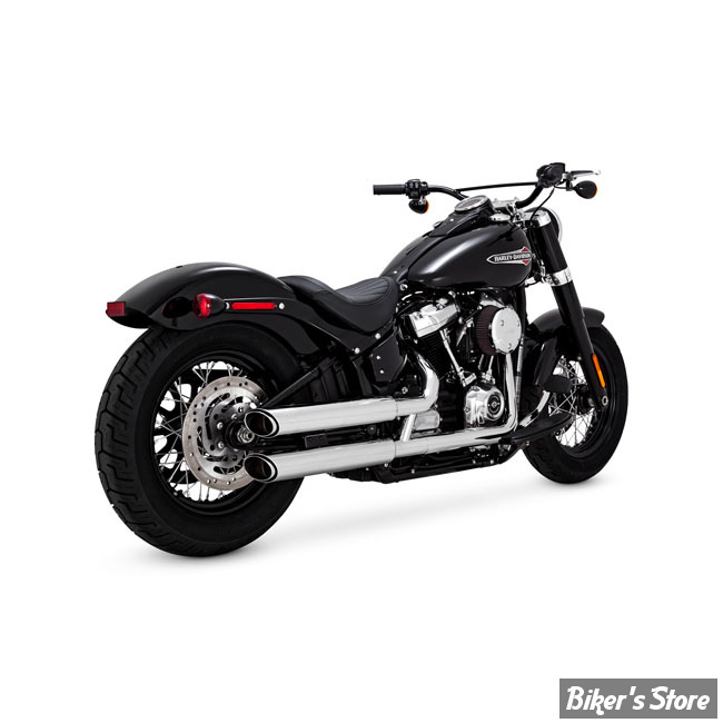 SILENCIEUX VANCE & HINES - TWIN SLASH 3" SLIP-ON - PCX - SOFTAIL MILWAUKEE EIGHT 18UP - CHROME -16376