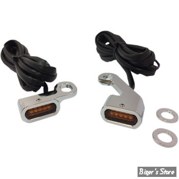 1 - CLIGNOS DRAG SPECIALTIES - LED Handlebar Marker Lights - TOURING 09/16 / SOFTAIL 15/23 - CORPS : CHROME / CABOCHON : ORANGE - L22-0232CAENU