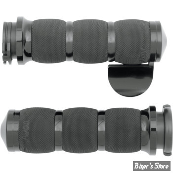 POIGNEES AVON - AIR CUSHION GRIPS - NOIR - AVEC THROTTLE BOSS - 955983 / AIR-90-ANO-BOSS