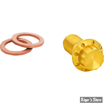 ECLATE L - PIECE N° 16 - BANJO 10MM / 1.25 -  SPORTSTER 04/13 - OEM 41736-04 - ARLEN NESS - BOLT BANJO - TITANIUM - FINITION : GOLD - 300-832