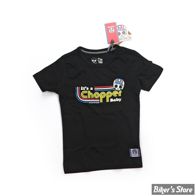 TEE-SHIRT - BOBBY BOLT - IT'S A CHOPPER BABY - NOIR - 6 ANS