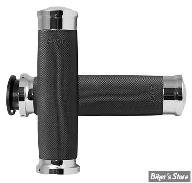 POIGNEES - AVON - CUSTOM CONTOUR GRPS - INDIAN 18UP - 1" - NOIR / CHROME - IN-TO-CC-85-CH