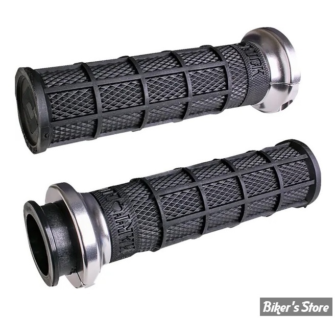 POIGNEES - INDIAN TBW 2018UP - ODI - Hart-Luck Signature V-Twin Lock-On™ Grips for Indian - NOIR / ARGENT - V31ITW-BB-S