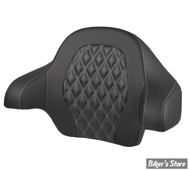 DOSSIER DE TOUR PACK - KING - TOURING 14UP - SADDLEMEN - Roadsofa™ LATTICE STITCH Tour Pack Backrest Pad - FIBRE DE CARBONE - NOIR  / COUTURES : ARGENT - 814-07-20705