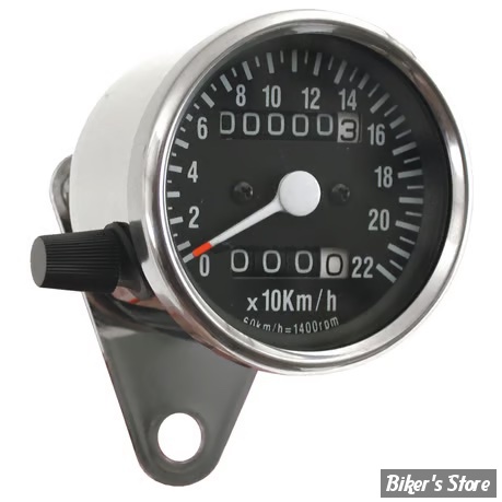 MINI COMPTEUR - KMH - AVEC TOTALISATEUR JOURNALIER - RATIO : 2:1 - CHROME