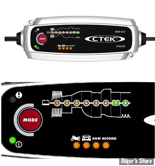 CHARGEUR DE BATTERIE - 1 - CTEK - MXS 5.0 BATTERY CHARGER - EUROPE -  CHARGEMENT / ENTRTETIEN - 56-305 - Biker's Store