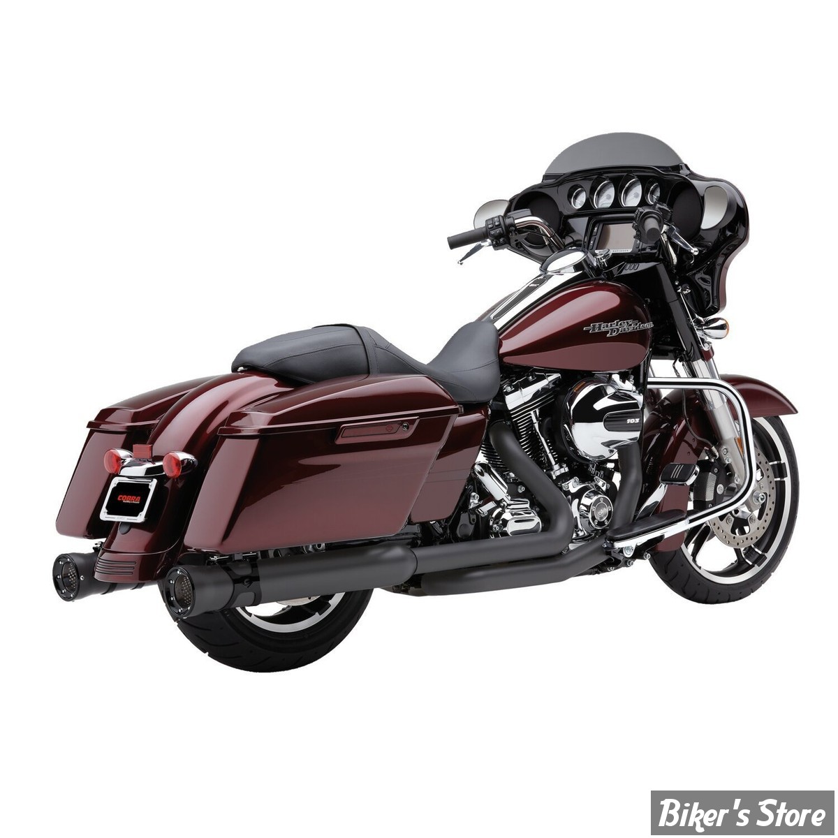 SILENCIEUX COBRA - 4" RACE PRO SLIP-ON MUFFLERS - TOURING 95/16 - NOIR / BRIDE : NOIR BRILLANT - 6218RBB
